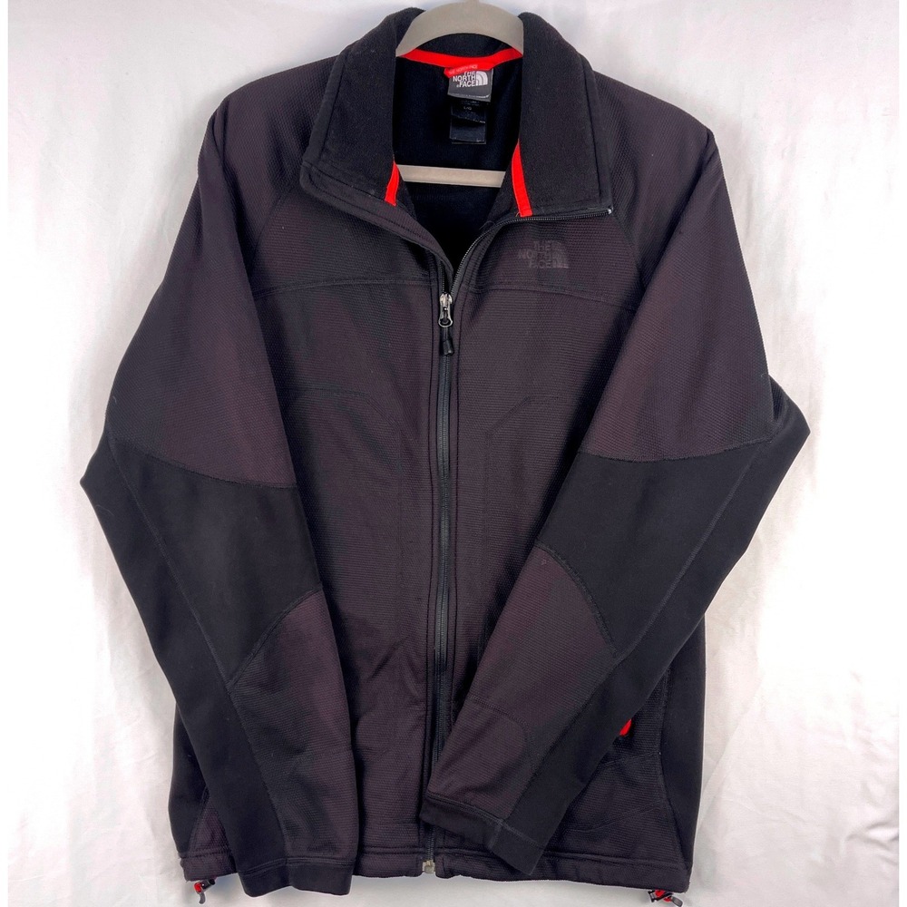 The North Face Mens Black Softshell Full Zip Jacket Red Zippers Large Gorpcore